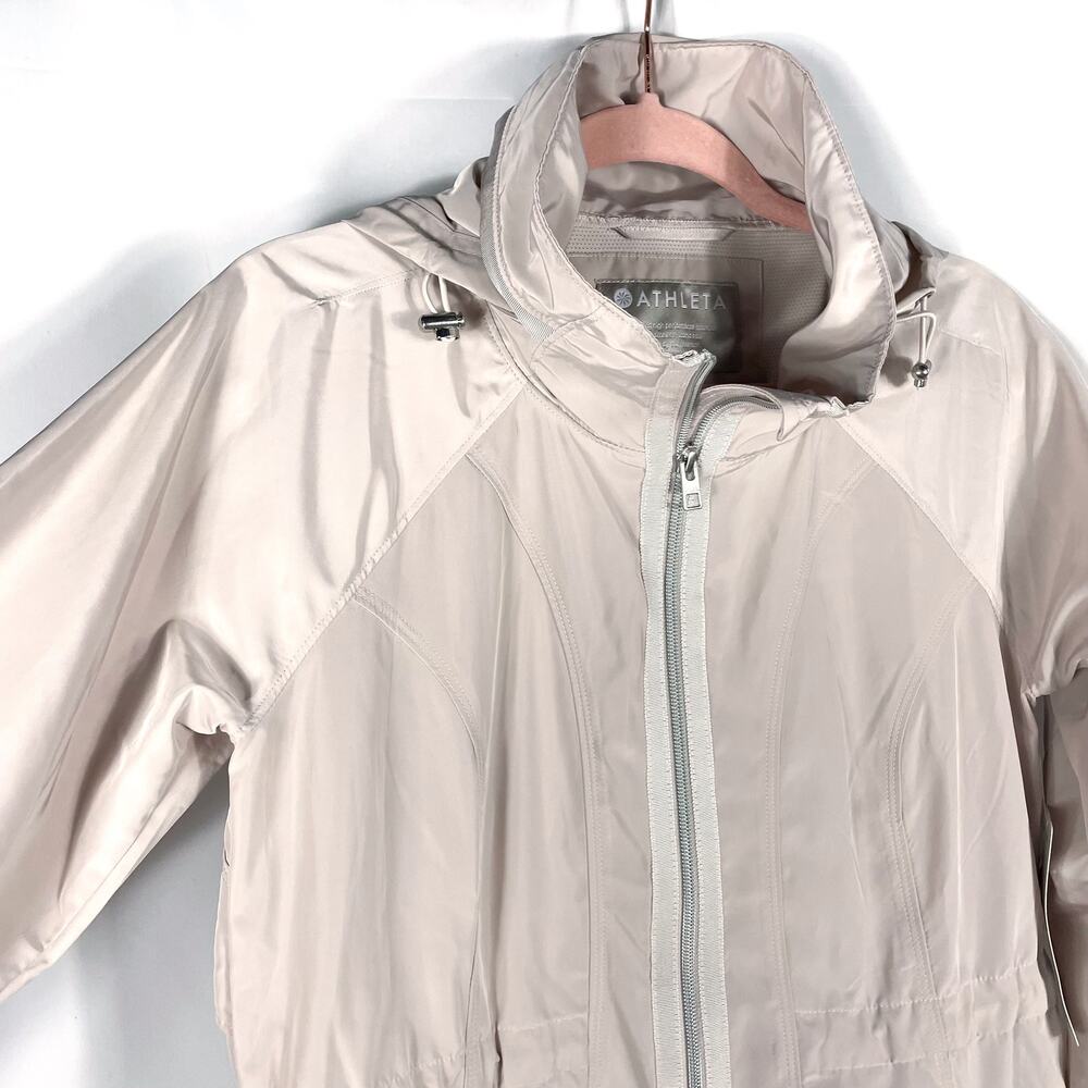 Athleta Drip Drop Jacket Pink Full Zip Hooded Water Repellent Rain Coat‎ Sz XS - Picture 4 of 11